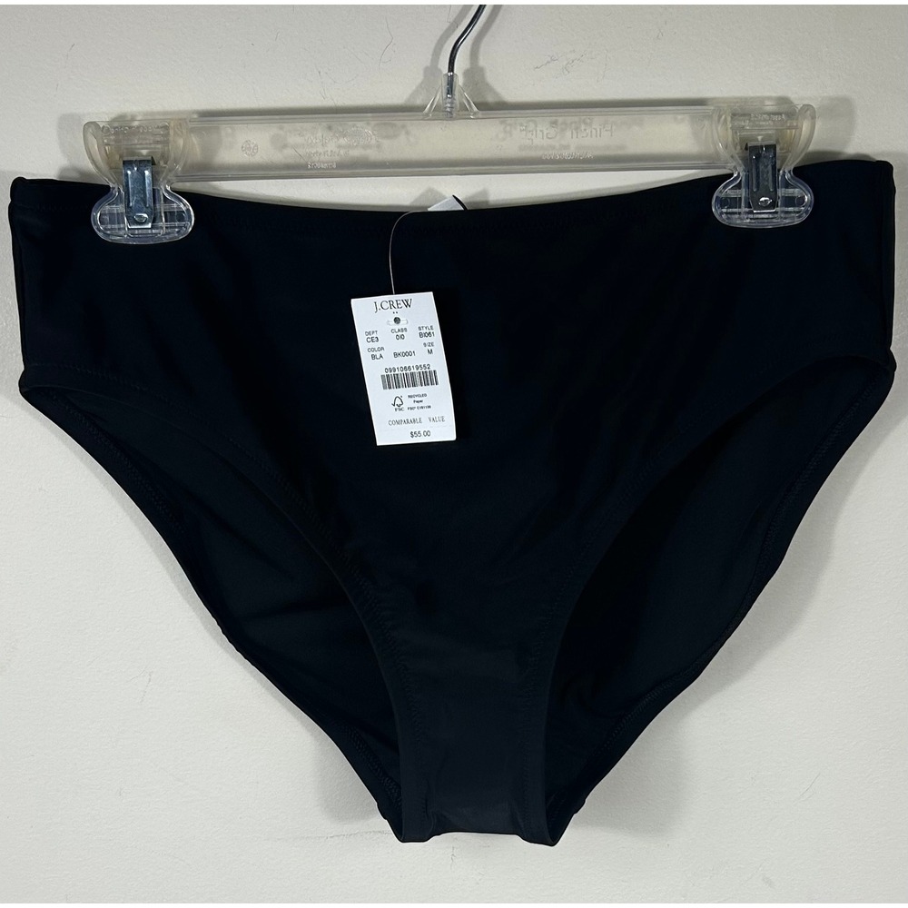 J.Crew Bikini Bottom Sz M Black High Waisted Classic Minimalist Old Money Modest